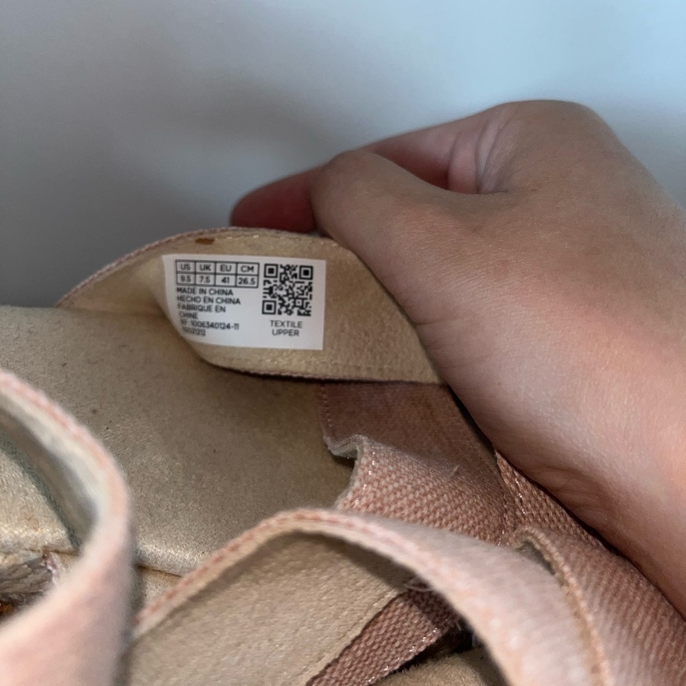 Toms Candice Strappy Cork Platform Sandal Wedge Peach Whip Chambray Canvas 9.5 - Picture 4 of 10